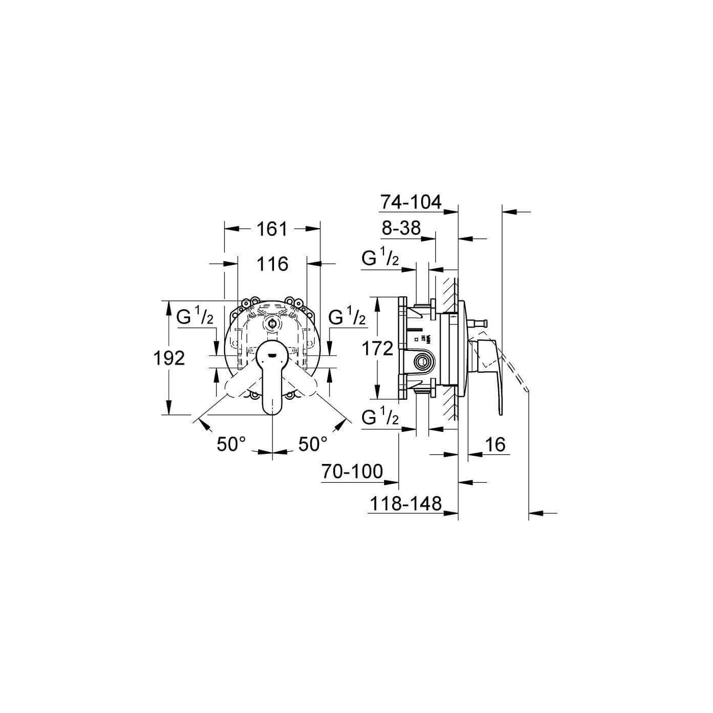 Jednouchwytowa Bateria Wannowa Eurostyle Cosmopolitan 19506002 Grohe