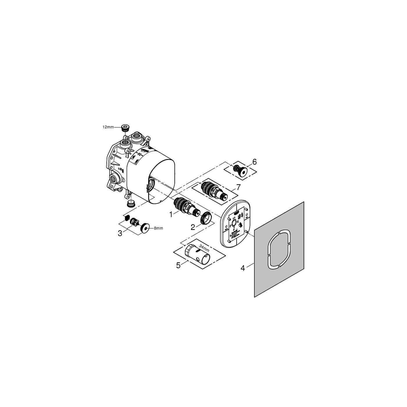Uniwersalny Podtynkowy Element Termostatyczny Rapido 35500000 Grohe