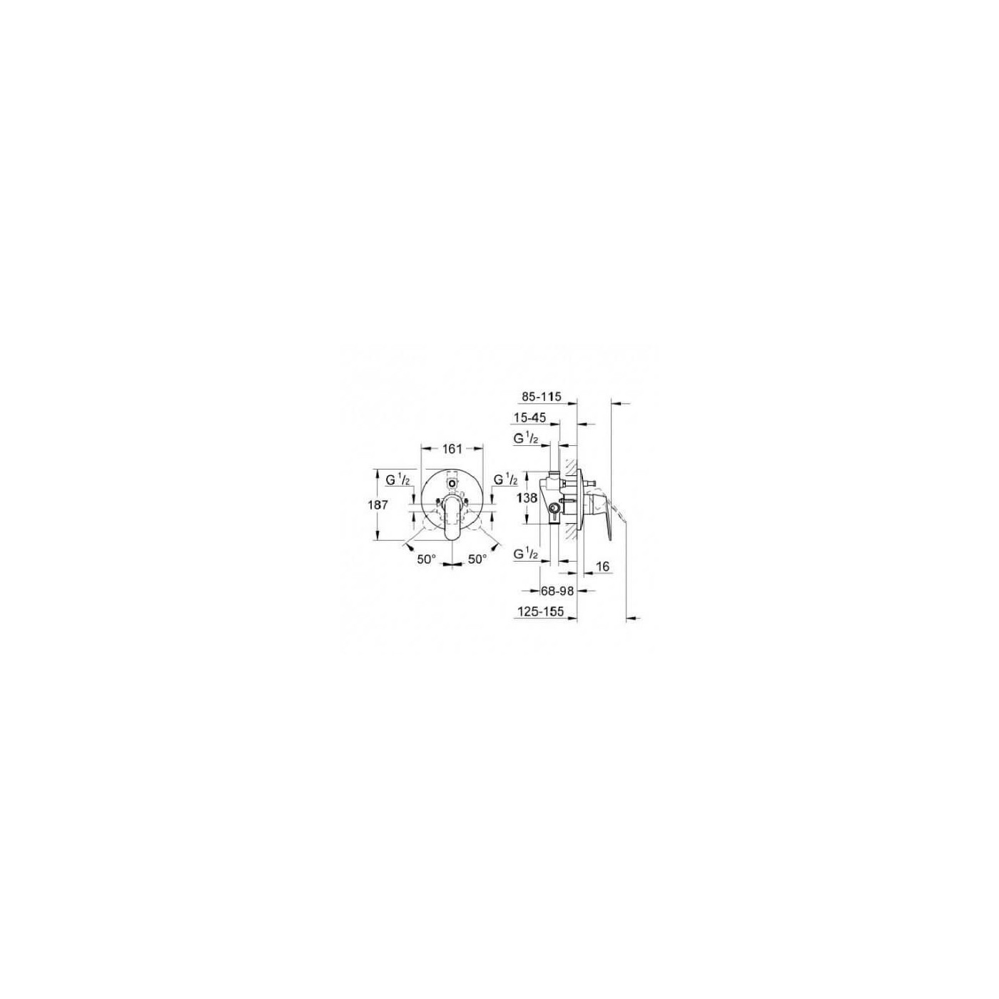 Bateria Podtynkowa Wannowa Eurosmart Cosmopolitan 19382000 Grohe