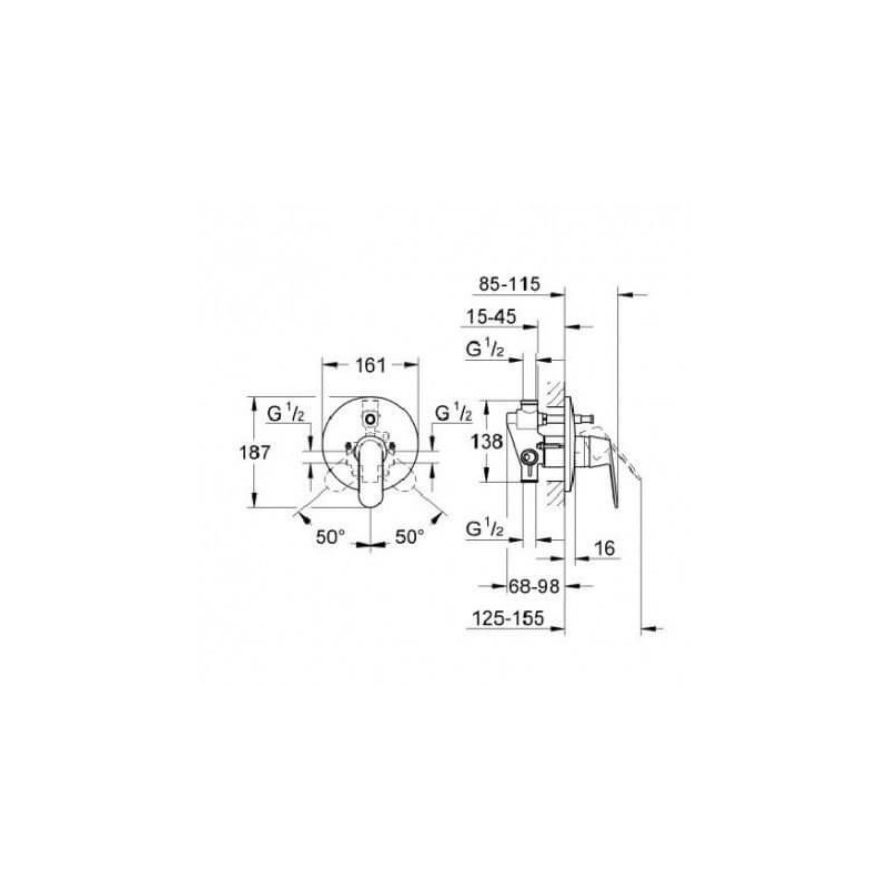 Bateria Podtynkowa Wannowa Eurosmart Cosmopolitan 19382000 Grohe