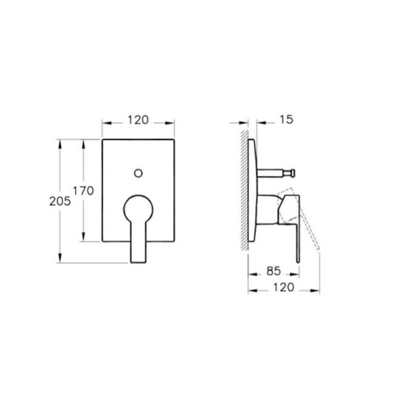 Bateria Wannowa Podtynkowa Flo S A42212EXP Vitra
