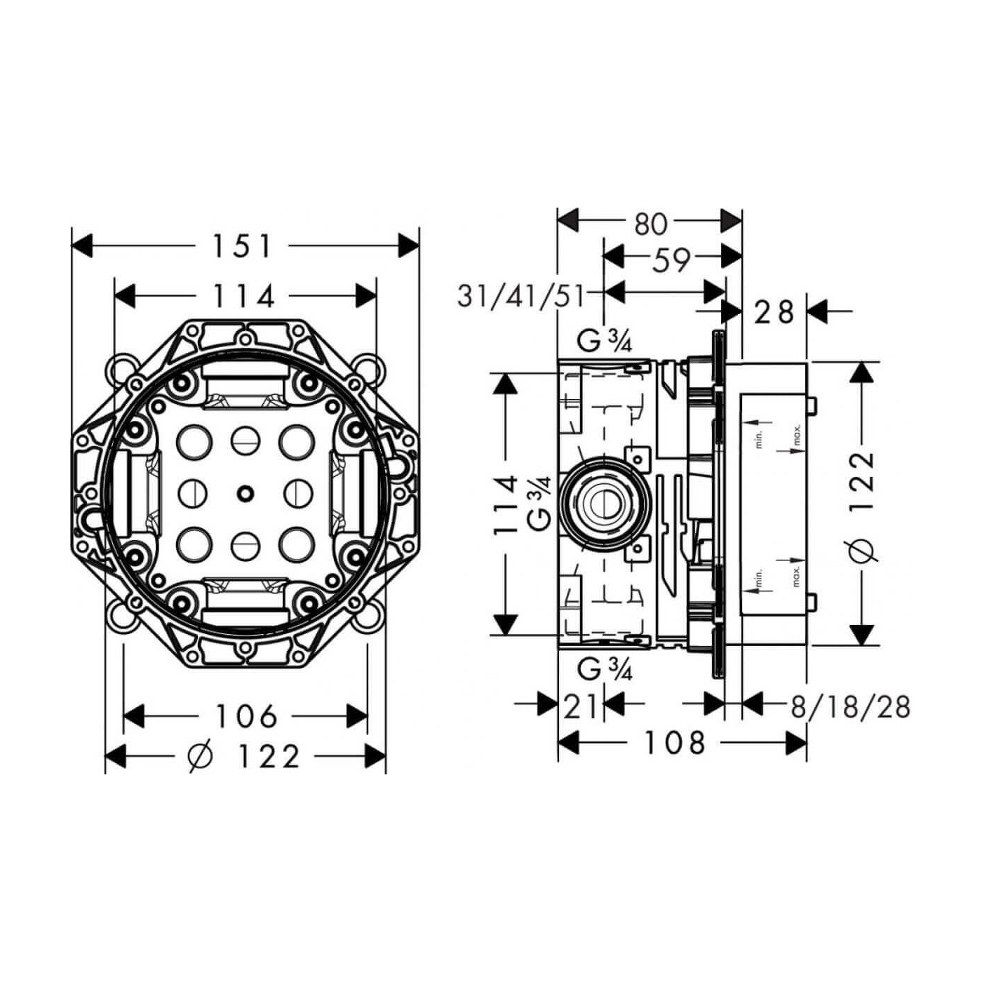 Element Podtynkowy iBox Universal 01800180 Hansgrohe
