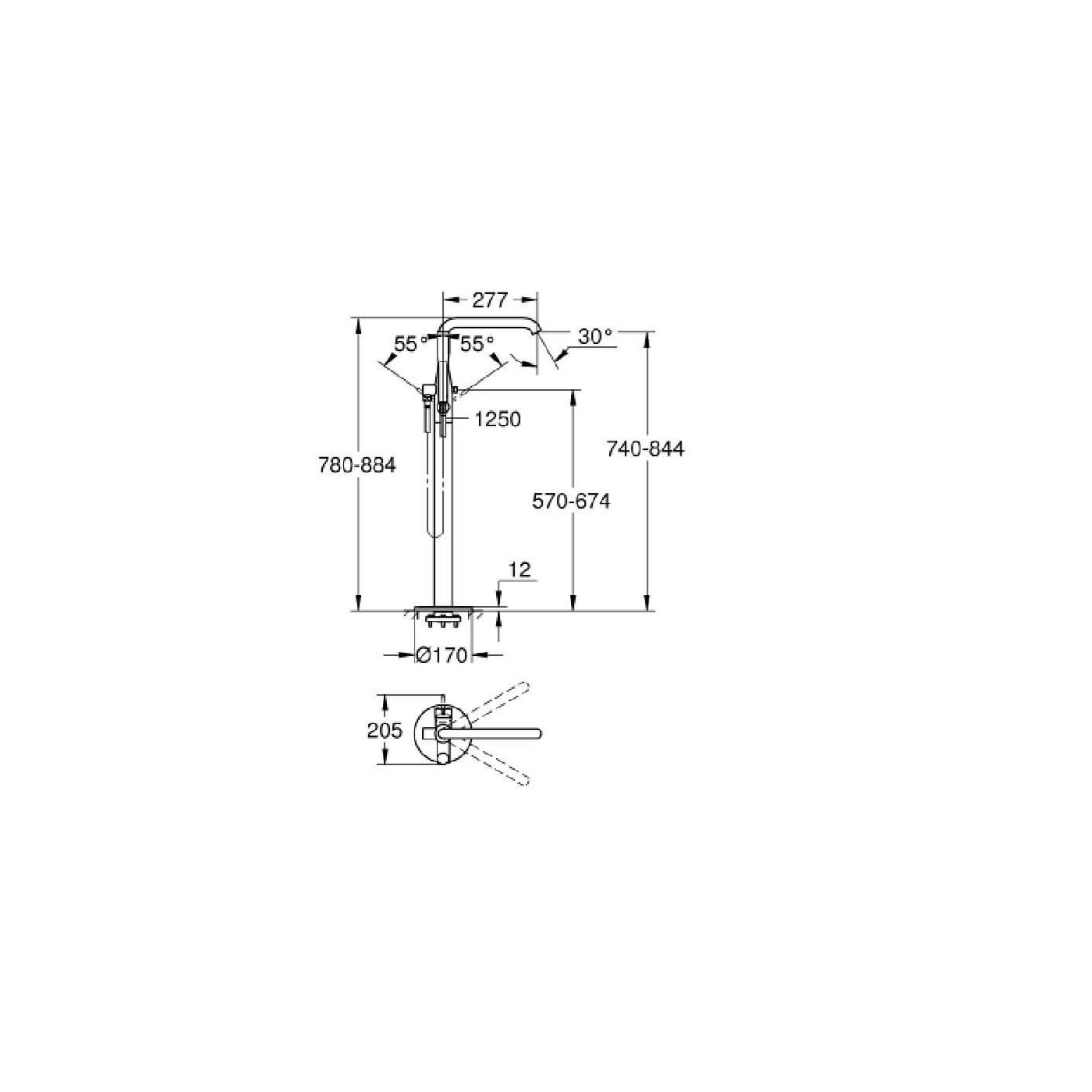 Bateria Wannowa Essence Cool Sunrise 25248GL1 Grohe