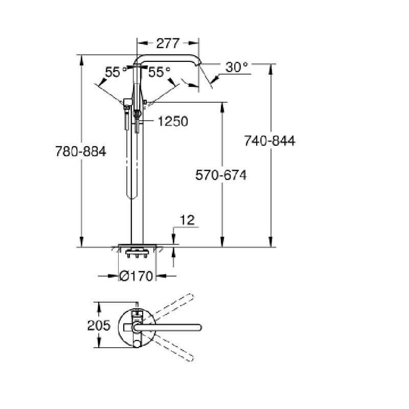 Bateria Wannowa Essence Cool Sunrise 25248GL1 Grohe