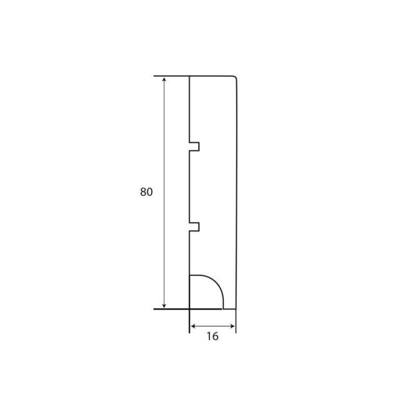 Listwa Przypodłogowa MDF Classic Plus R1 RAL9003 80x16x2440 mm Lagrus