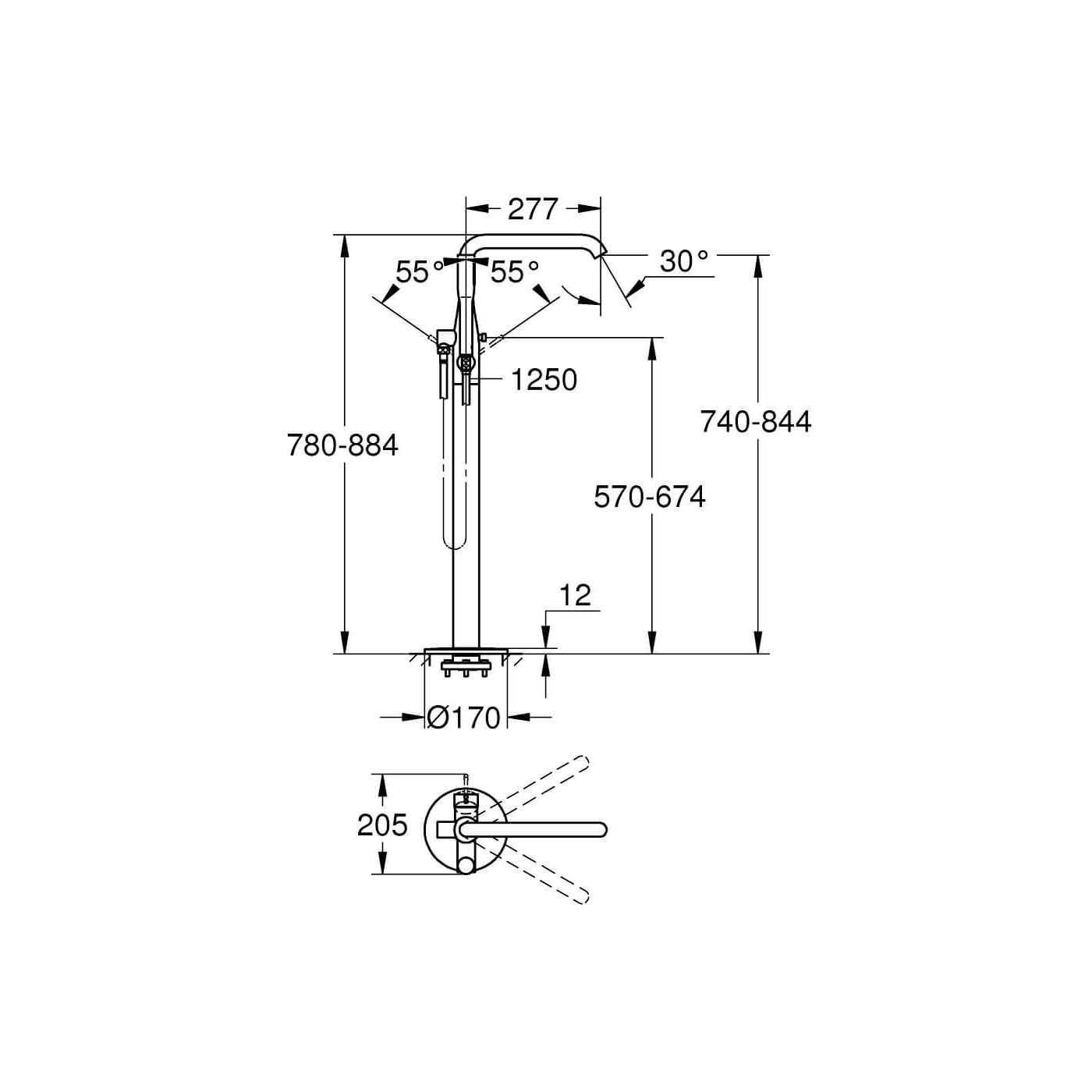 Bateria Wannowa Essence Brushed Cool Sunrise 25248GN1 Grohe