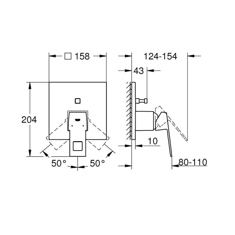 Bateria Wannowo-Prysznicowa Eurocube Chrom 24062000 Grohe