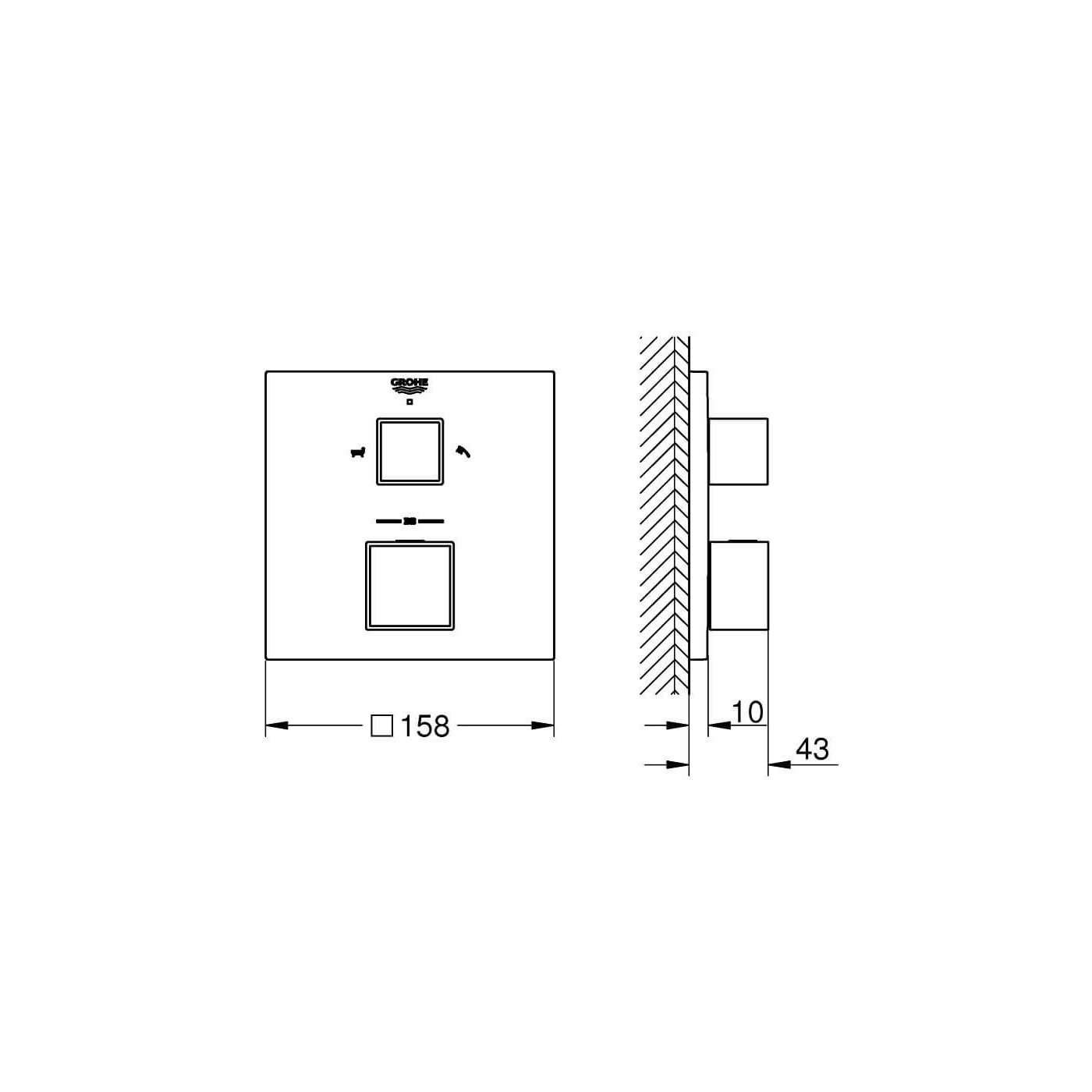 Termostatyczna Bateria Wannowa Do Obsługi Dwóch Wyjść Wody Grohtherm Cube 24155000 Grohe