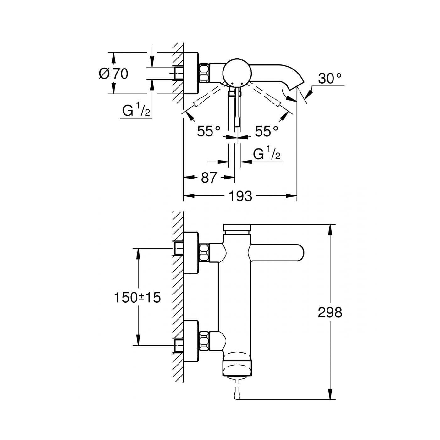 Bateria Wannowa Essence Hard Graphite 33624A01 Grohe