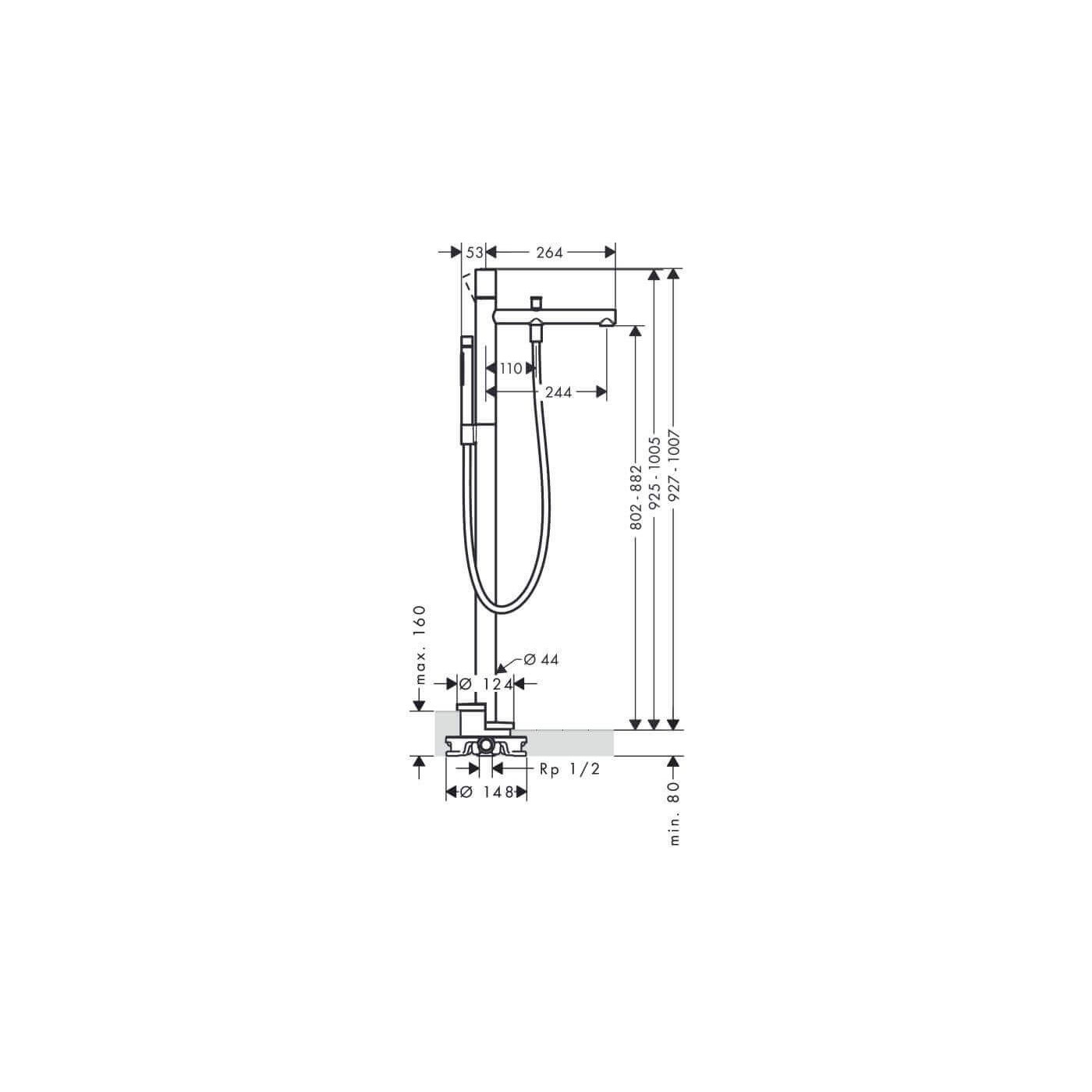 Bateria Wannowa Wolnostojąca Axor Uno 45416000 Hansgrohe