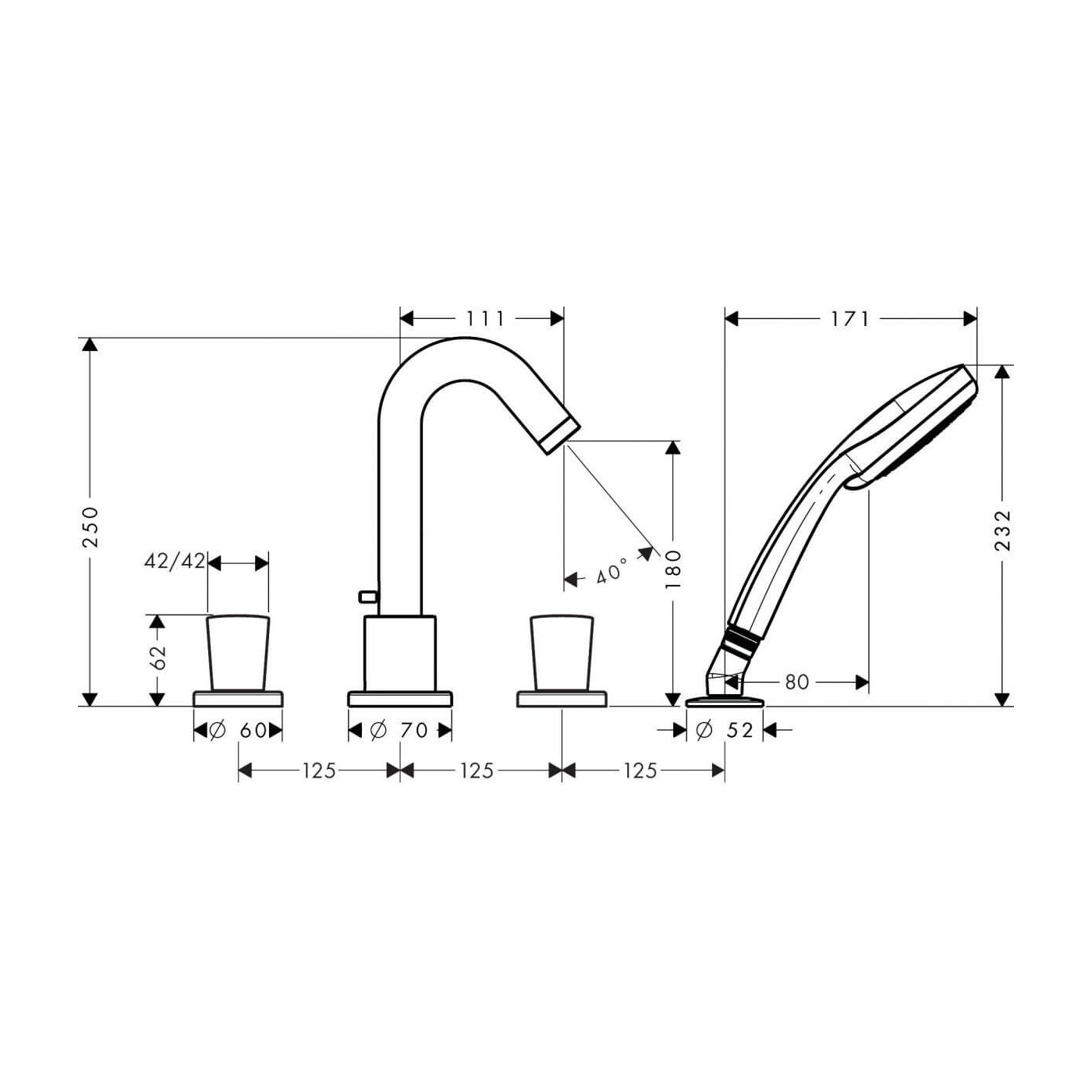 Bateria 4-otworowa Logis Chrom 71314000 Hansgrohe