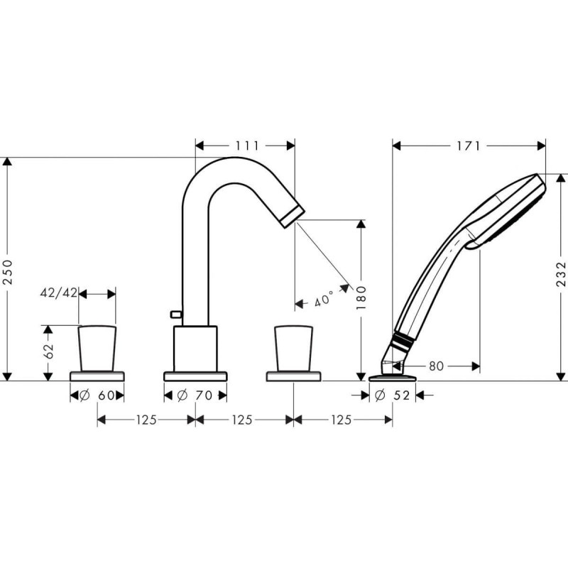 Bateria 4-otworowa Logis Chrom 71314000 Hansgrohe
