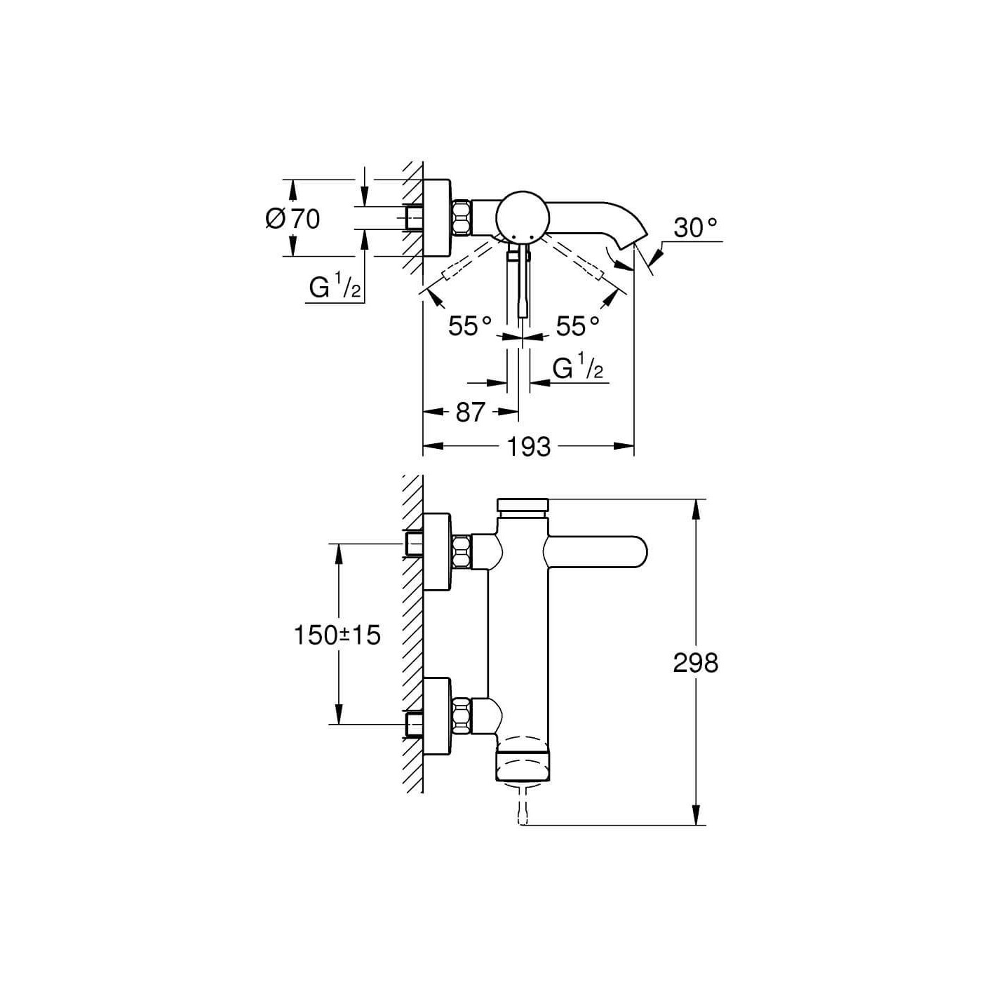 Bateria Wannowa Essence Brushed Cool Sunrise 25250GN1 Grohe