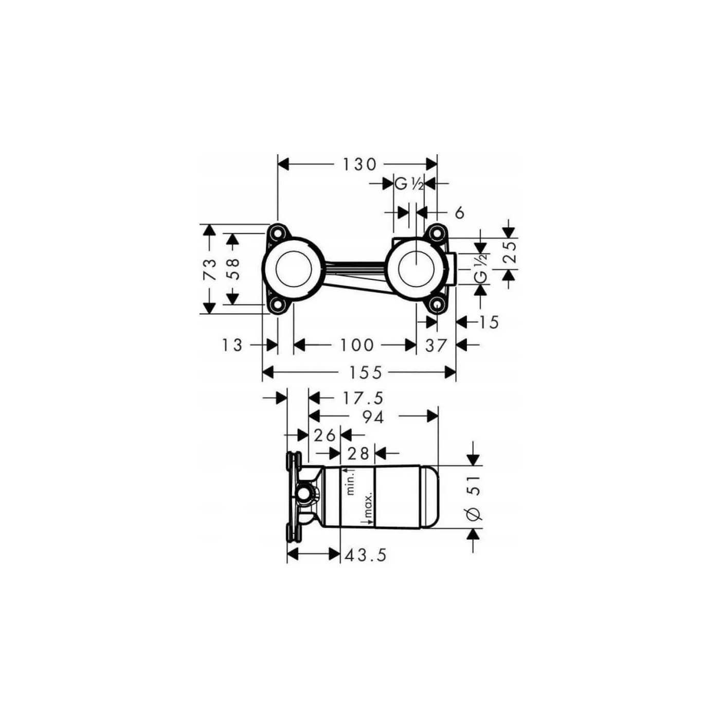 Element Podtynkowy Do Jednouchwytowej Baterii Umywalkowej 13623180 Hansgrohe
