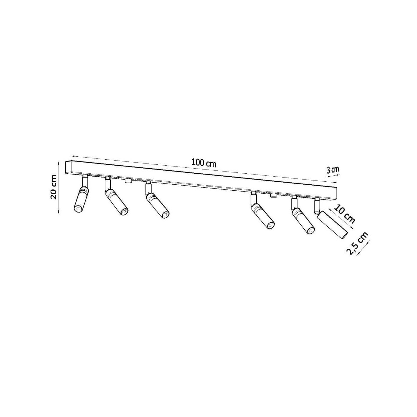 Plafon Eyetech 6 Czarny SL.0901 Sollux