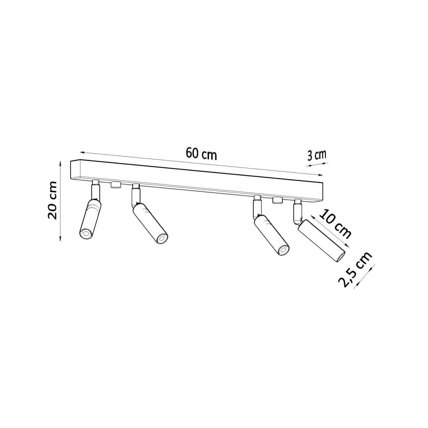 Plafon Eyetech 4 Czarny SL.0900 Sollux