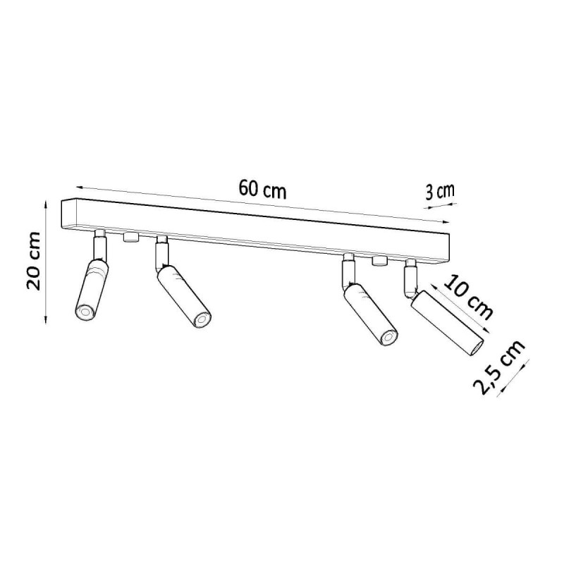 Plafon Eyetech 4 Czarny SL.0900 Sollux