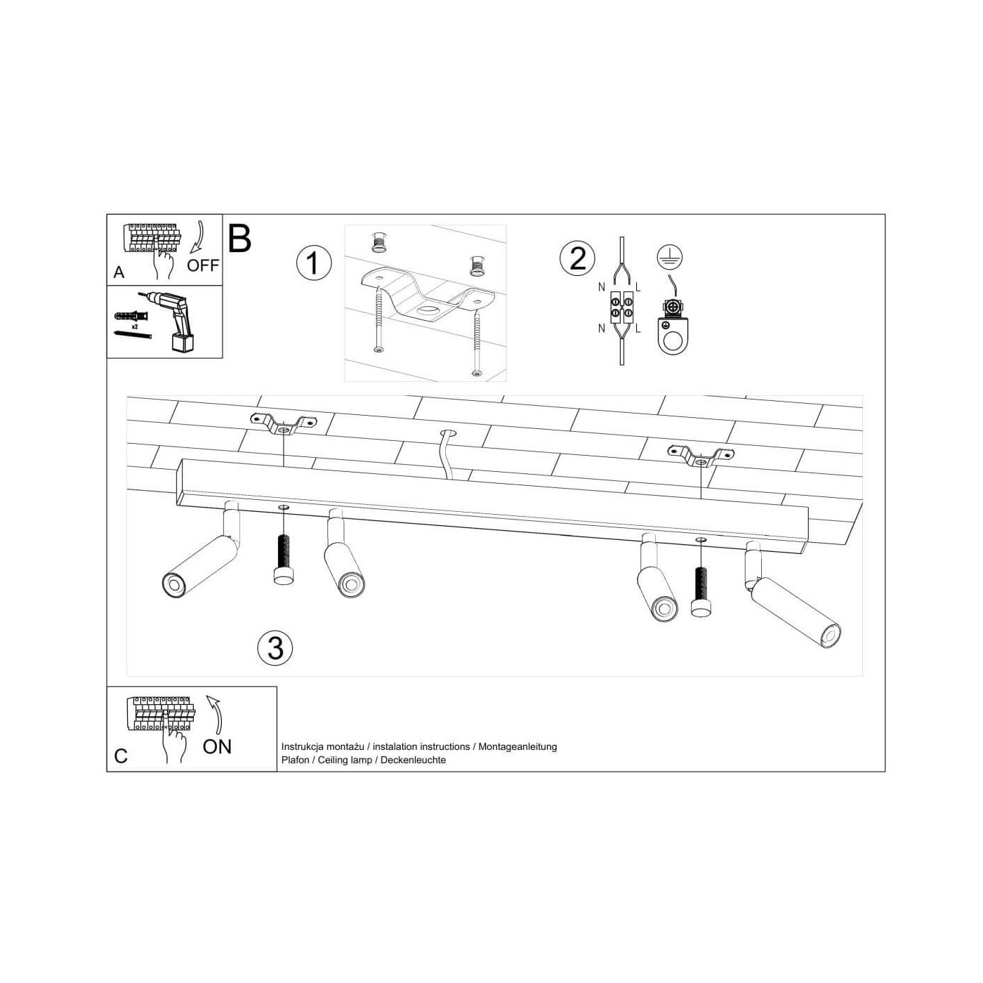 Plafon Eyetech 4 Czarny SL.0900 Sollux