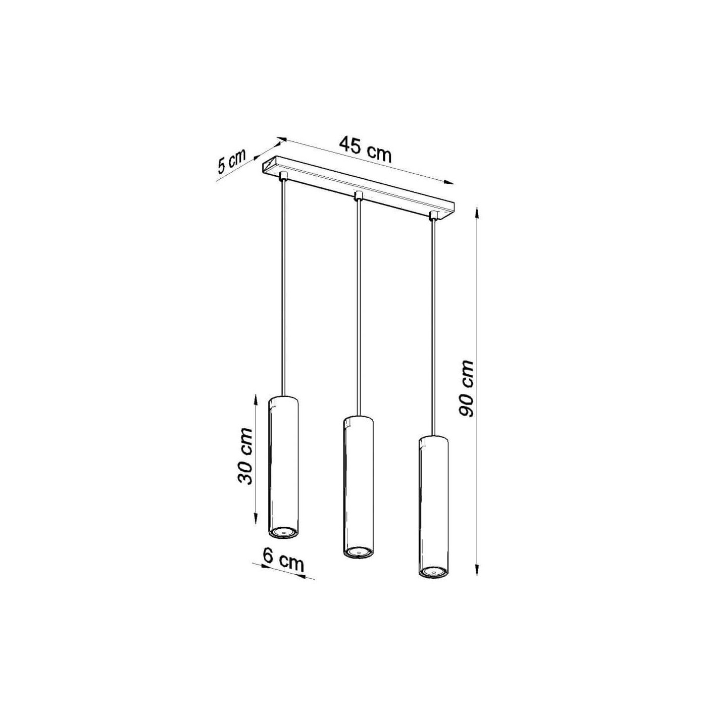 Lampa Wisząca Lagos 3 Czarny SL.0329 Sollux