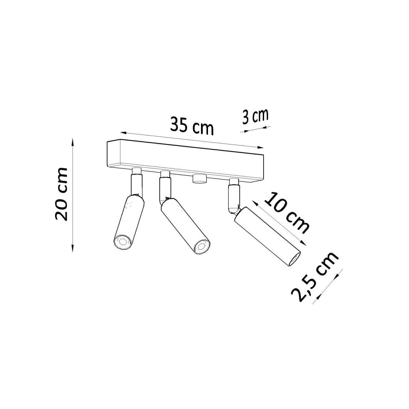 Plafon Eyetech 3 Czarny SL.0899 Sollux