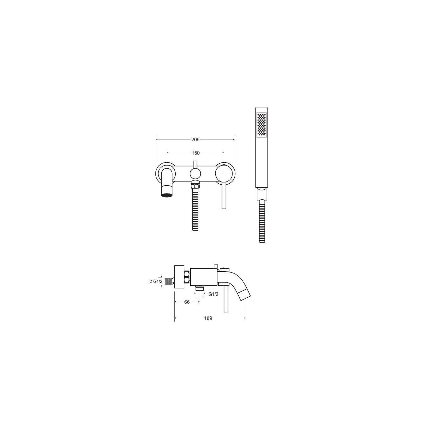 Bateria Wannowa Illusion Ścienna Czarny Mat BW-IS-CZ Besco
