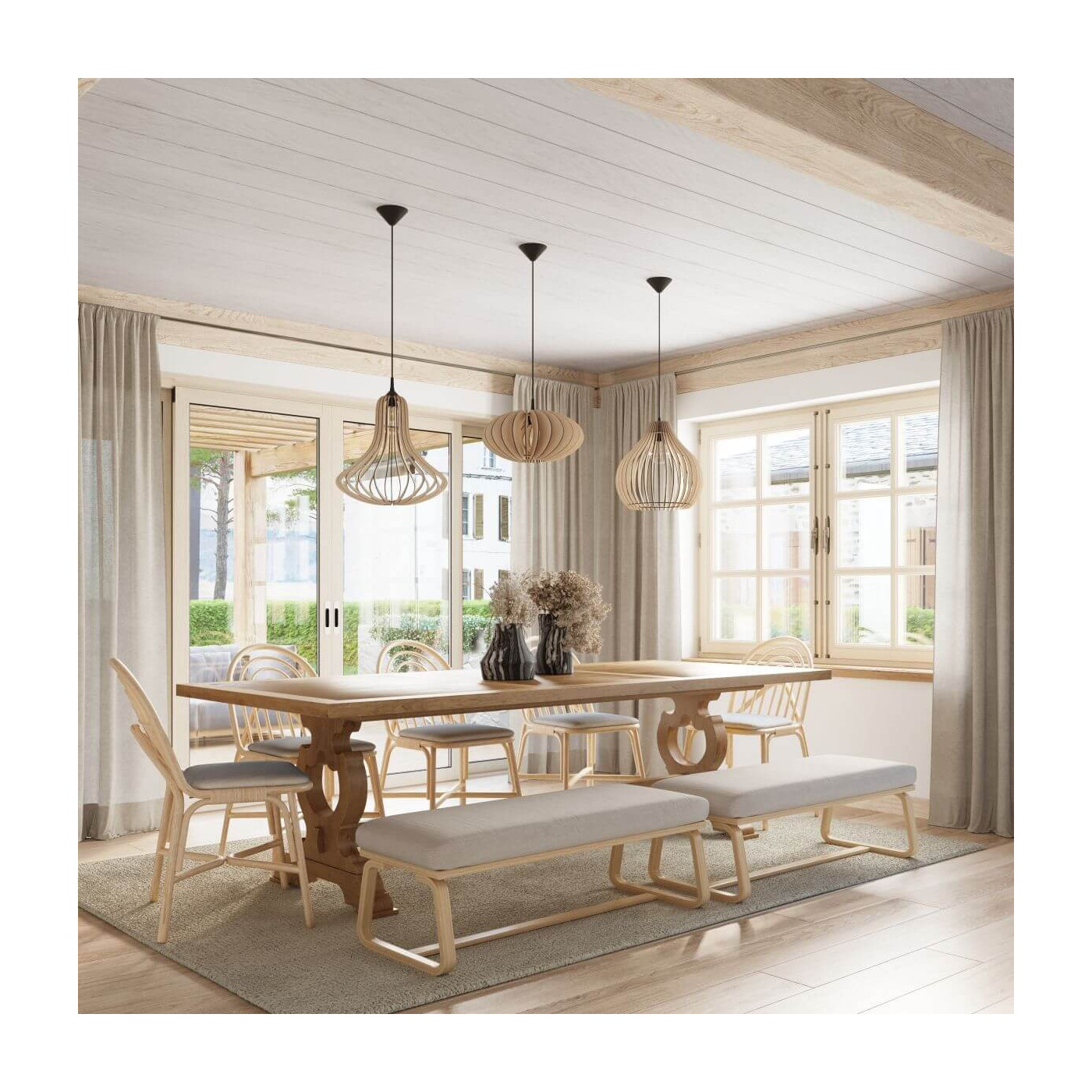 Lampa Wisząca Aprilla Naturalne Drewno SL.0639 Sollux