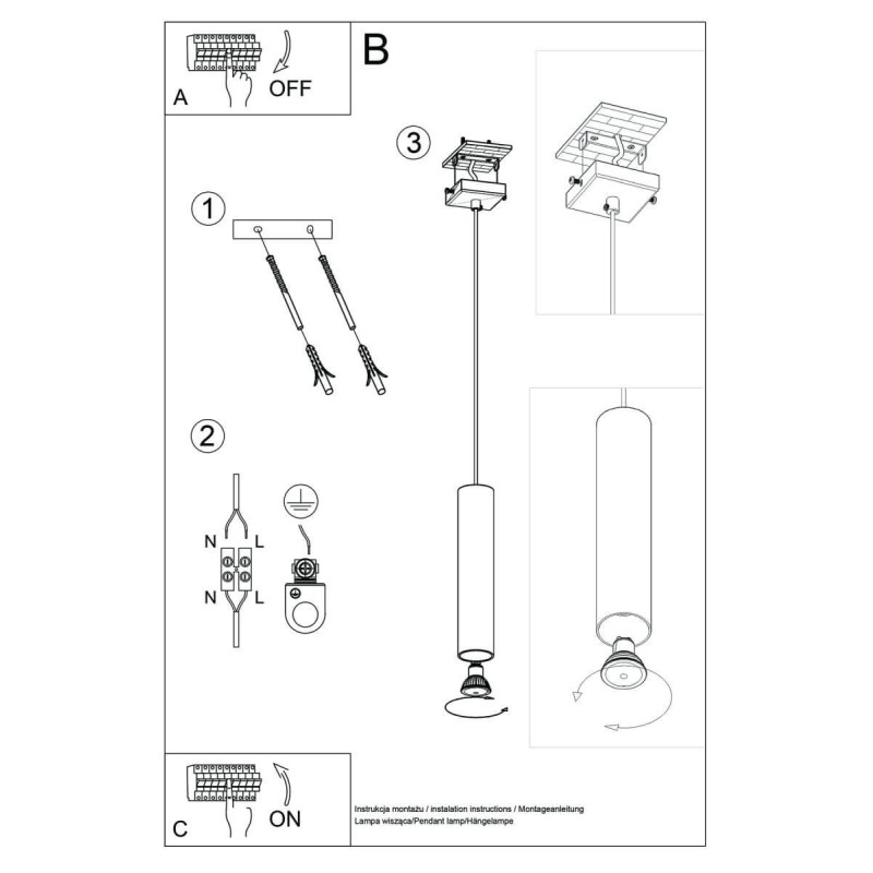 Lampa Wisząca Lagos 1 Biały SL.0323 Sollux