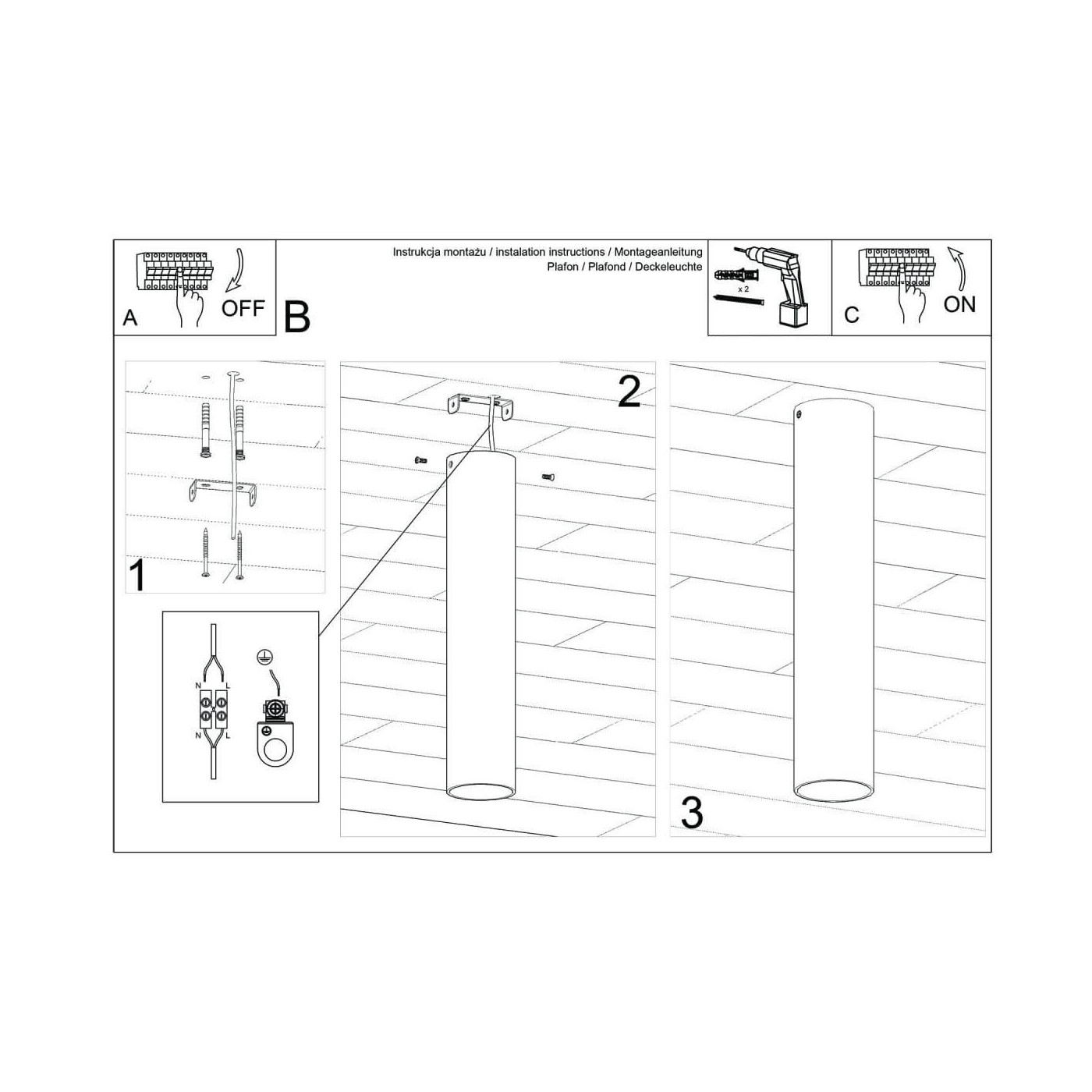 Plafon Lagos 30 Czarny SL.0436 Sollux