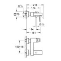 Bateria Wannowa Ścienna Eurocube Brushed Hard Graphite 23140AL0 Grohe