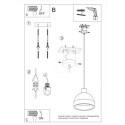 Lampa Wisząca Szary Damaso SL.0281 Sollux
