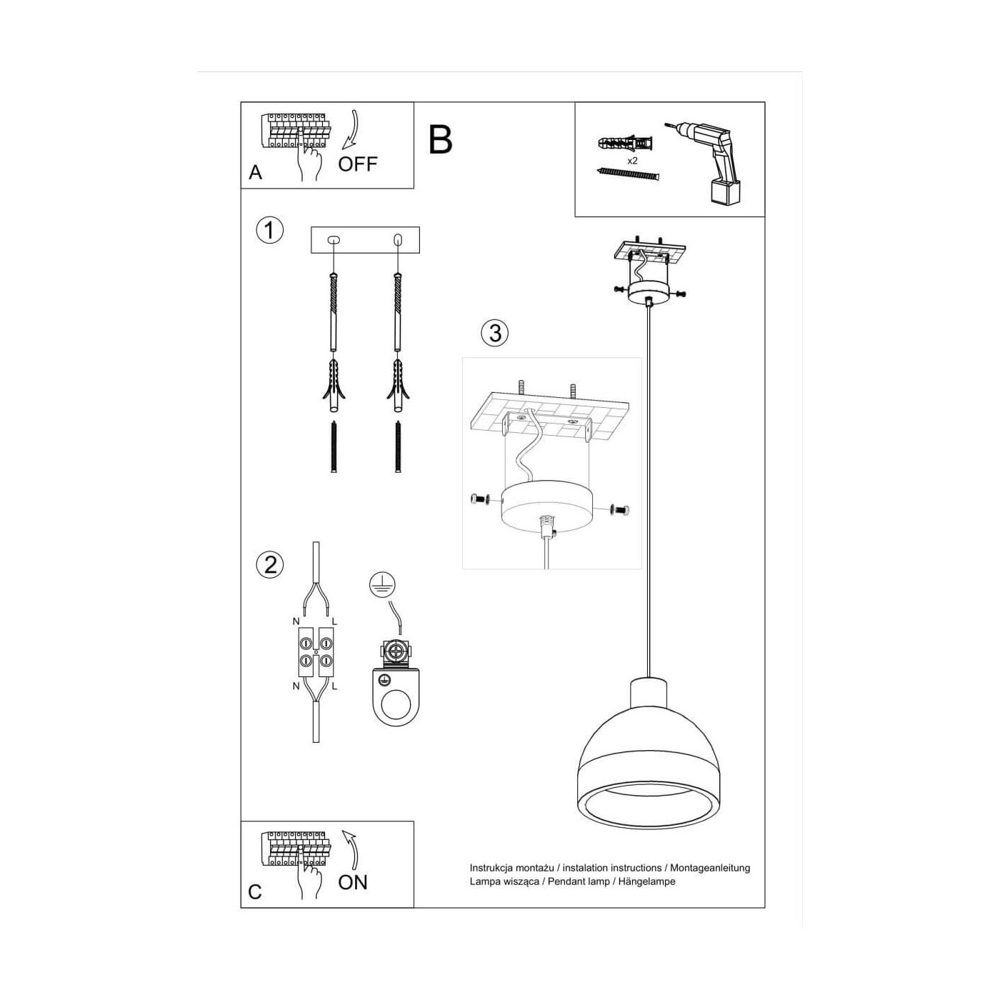 Lampa Wisząca Szary Damaso SL.0281 Sollux
