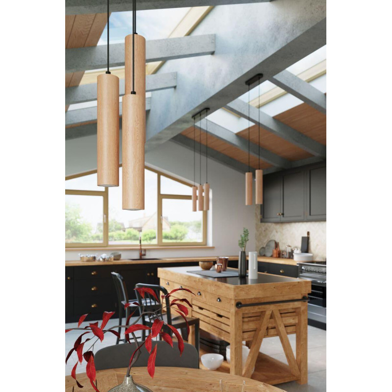 Lampa Wisząca Lino 1 Naturalne Drewno SL.0636 Sollux