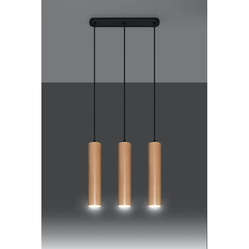 Lampa Wisząca Lino Naturalne Drewno 3 SL.0638 Sollux