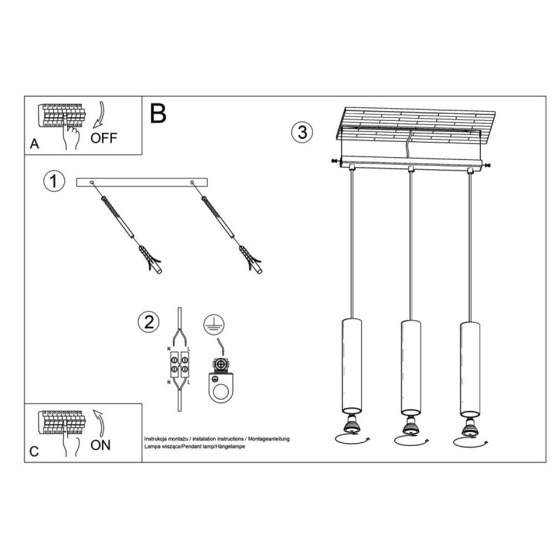 Lampa Wisząca Lino Naturalne Drewno 3 SL.0638 Sollux