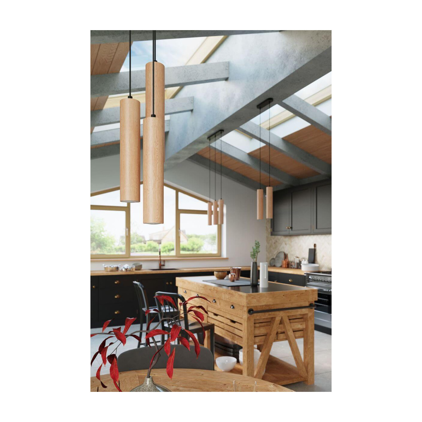 Lampa Wisząca Lino Naturalne Drewno 3 SL.0638 Sollux