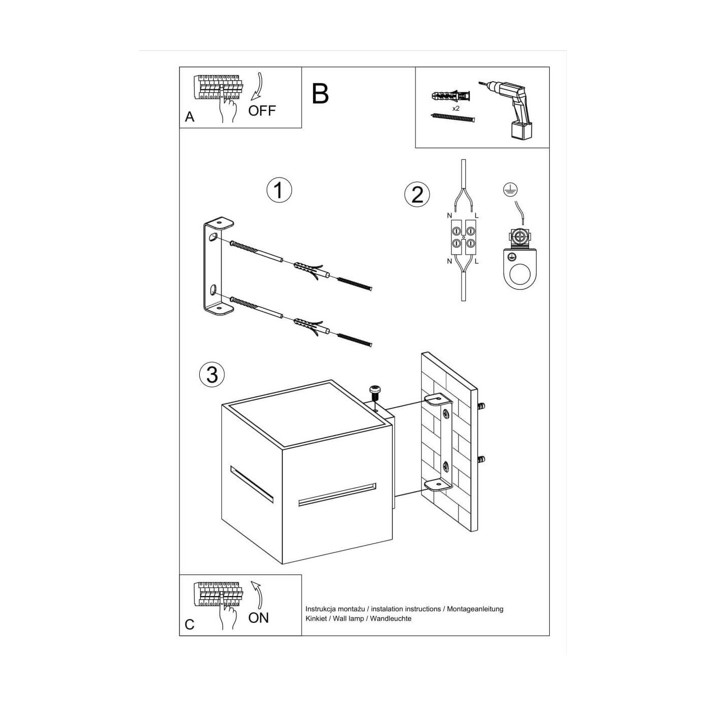Kinkiet Lobo Czarny SL.0204 Sollux