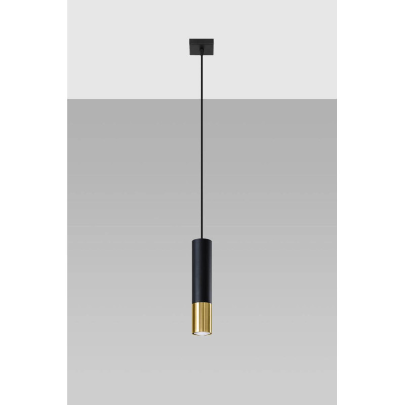 Lampa Wisząca Loopez 1 Czarny/Złoty SL.0952 Sollux