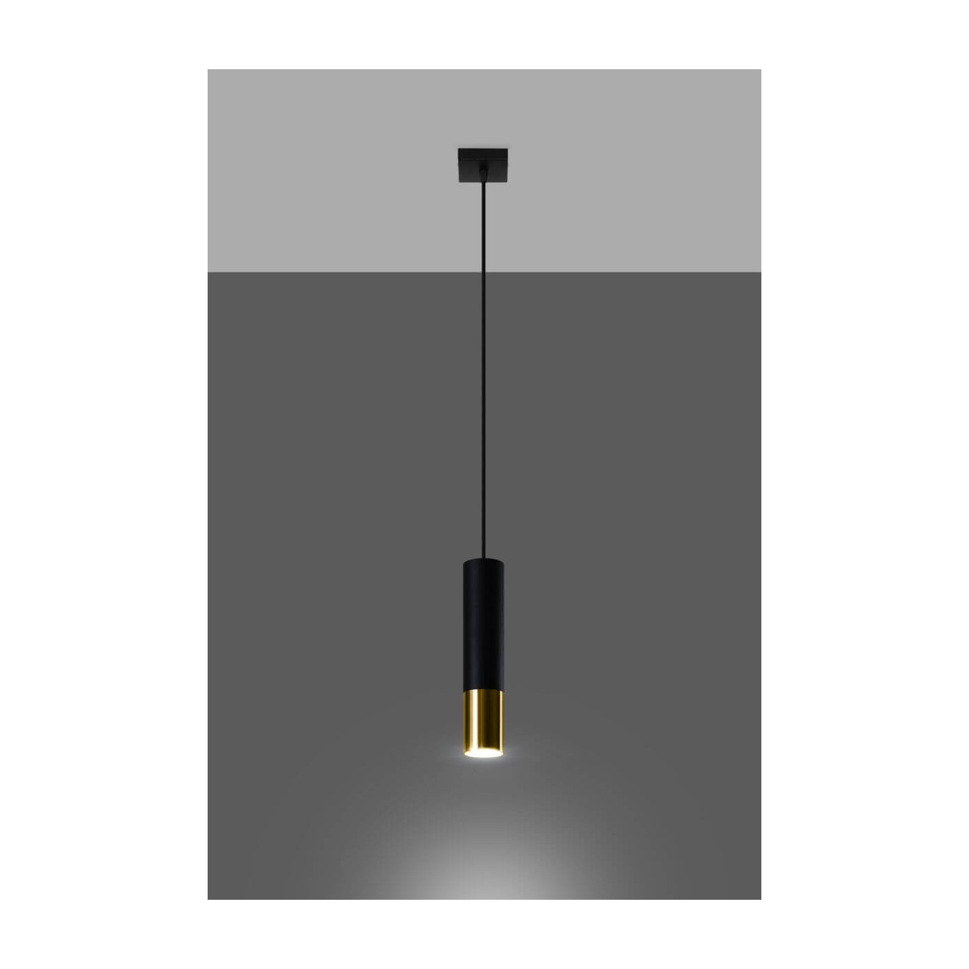 Lampa Wisząca Loopez 1 Czarny/Złoty SL.0952 Sollux