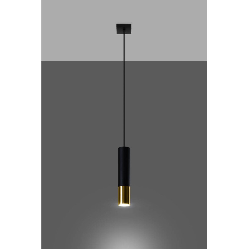 Lampa Wisząca Loopez 1 Czarny/Złoty SL.0952 Sollux