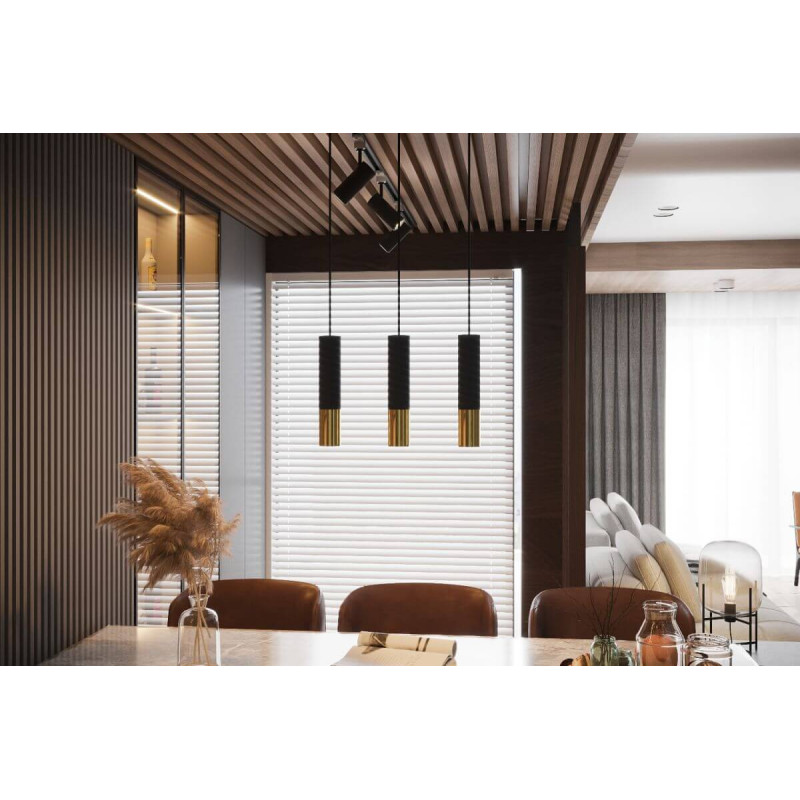 Lampa Wisząca Loopez 1 Czarny/Złoty SL.0952 Sollux