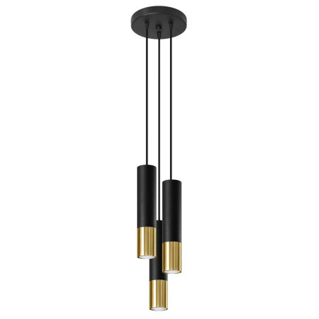 Lampa Wisząca Loopez 3P Czarny/Złoty SL.0955 Sollux