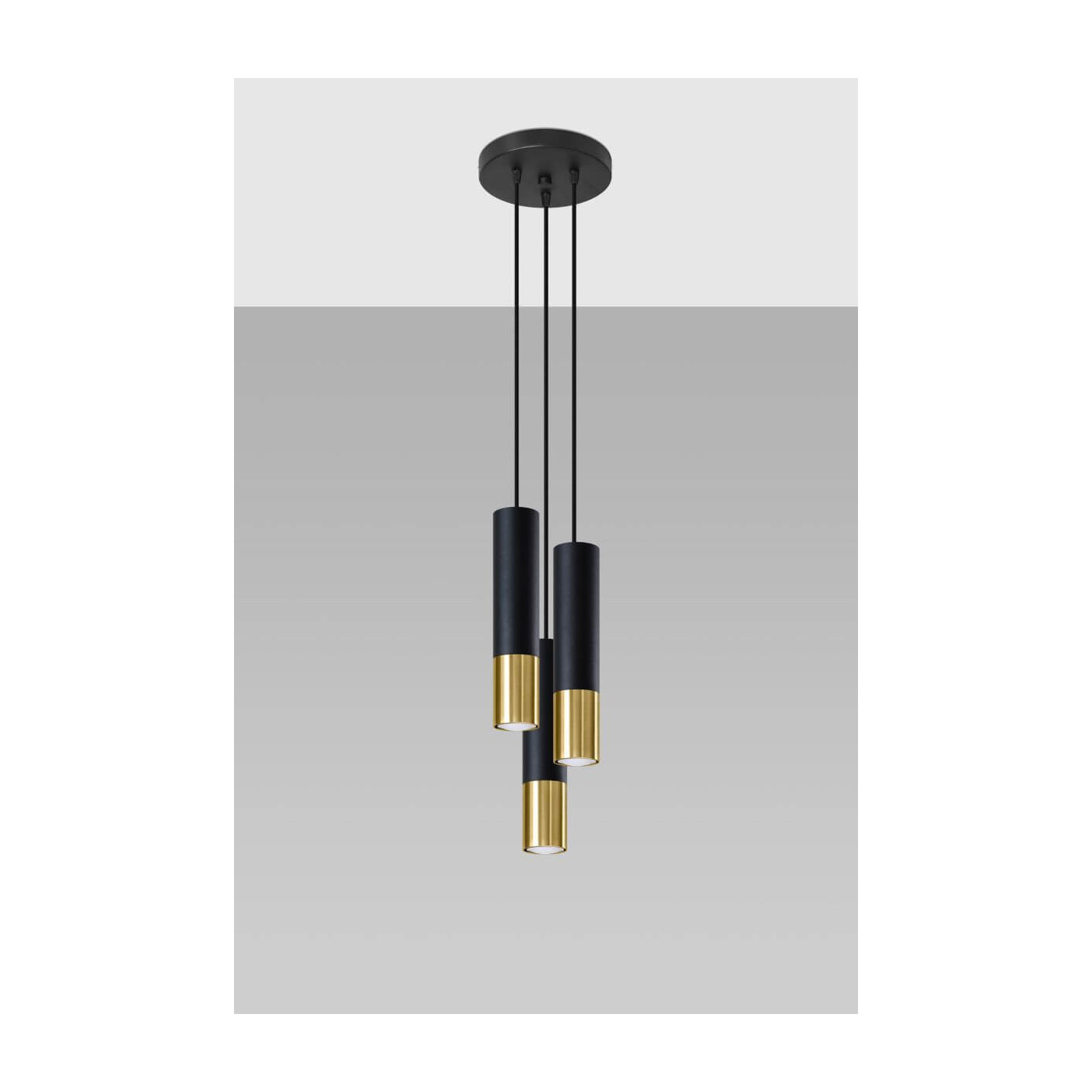 Lampa Wisząca Loopez 3P Czarny/Złoty SL.0955 Sollux