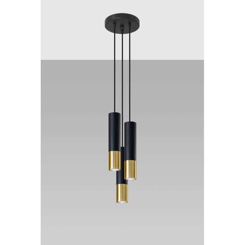 Lampa Wisząca Loopez 3P Czarny/Złoty SL.0955 Sollux