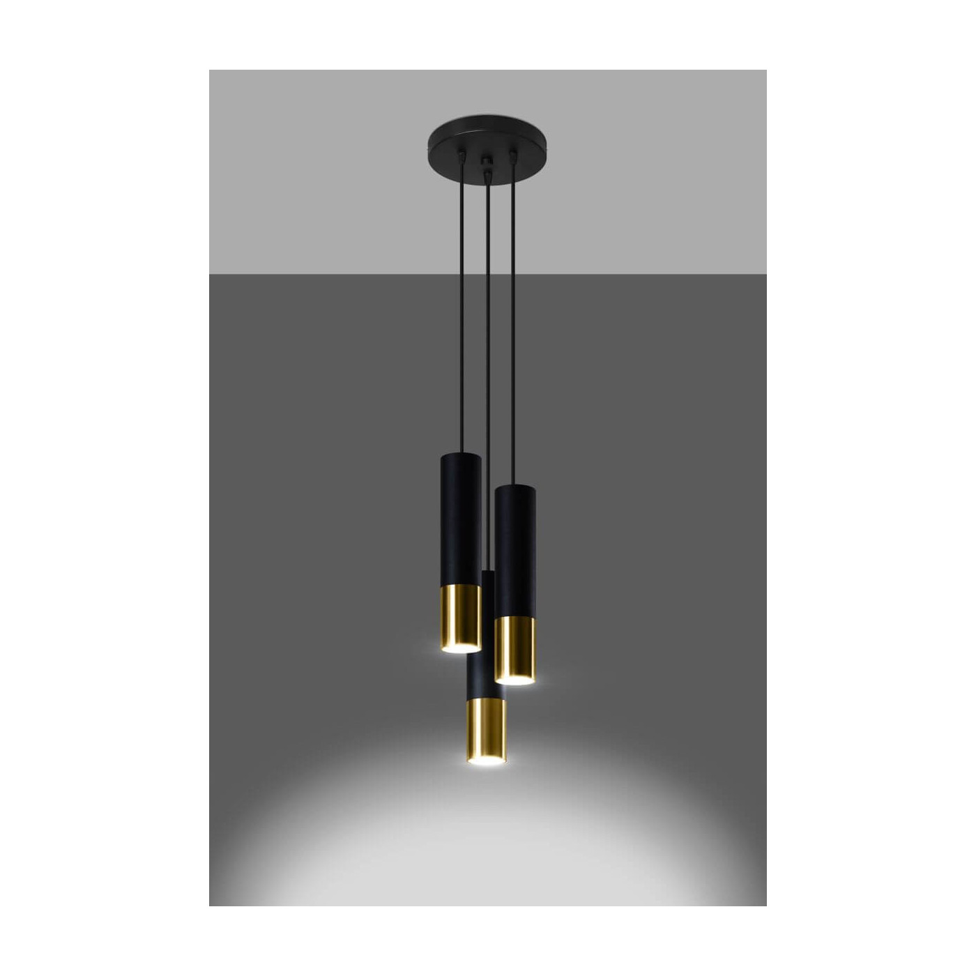 Lampa Wisząca Loopez 3P Czarny/Złoty SL.0955 Sollux