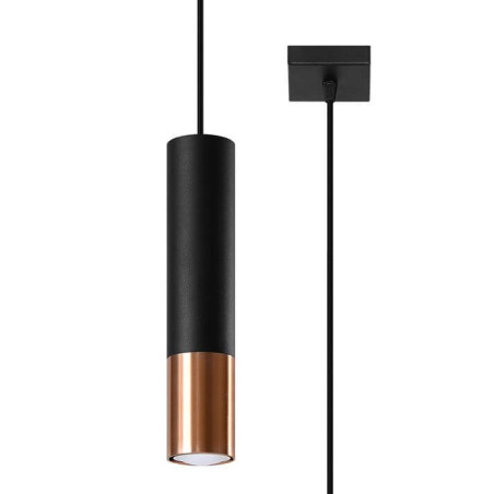 Lampa Wisząca Loopez 1 Czarny/Miedziany SL.0946 Sollux