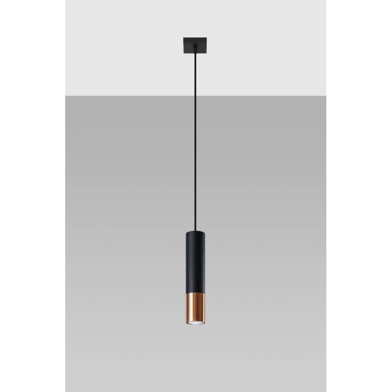 Lampa Wisząca Loopez 1 Czarny/Miedziany SL.0946 Sollux
