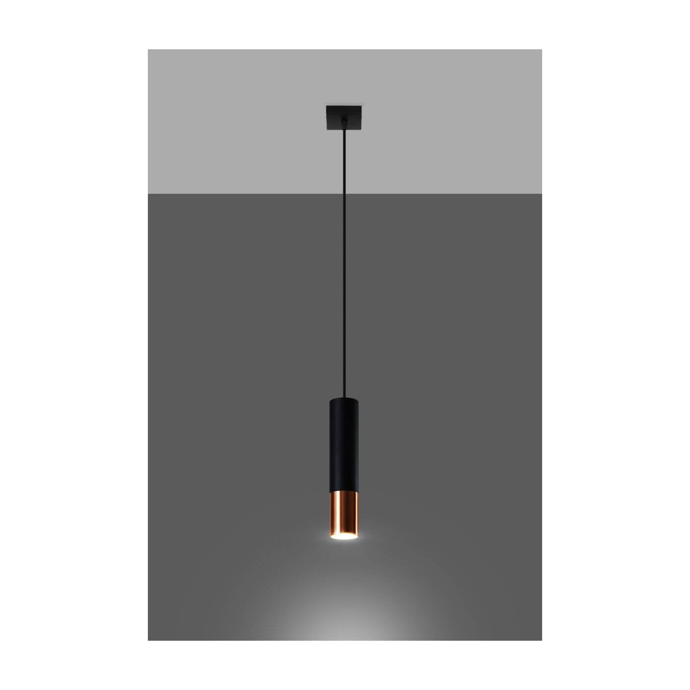 Lampa Wisząca Loopez 1 Czarny/Miedziany SL.0946 Sollux