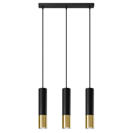 Lampa Wisząca Loopez 3L Czarny/Złoty SL.0954 Sollux