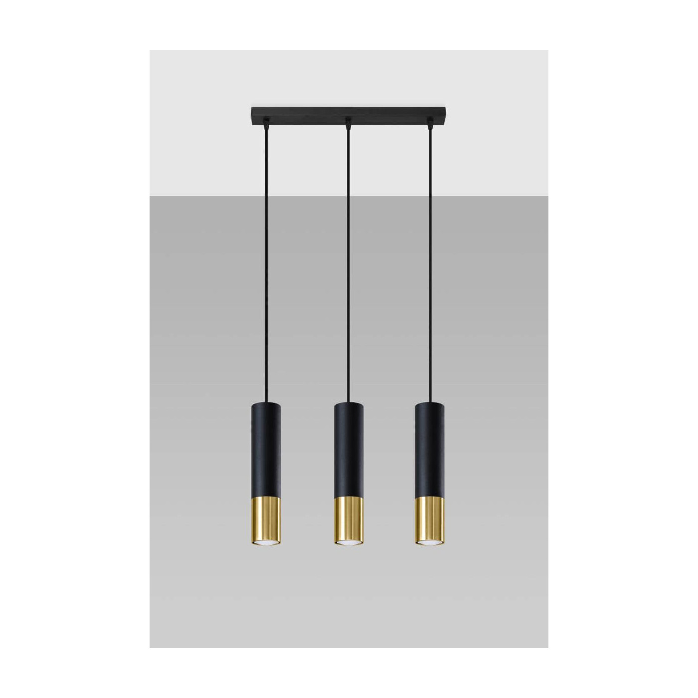 Lampa Wisząca Loopez 3L Czarny/Złoty SL.0954 Sollux