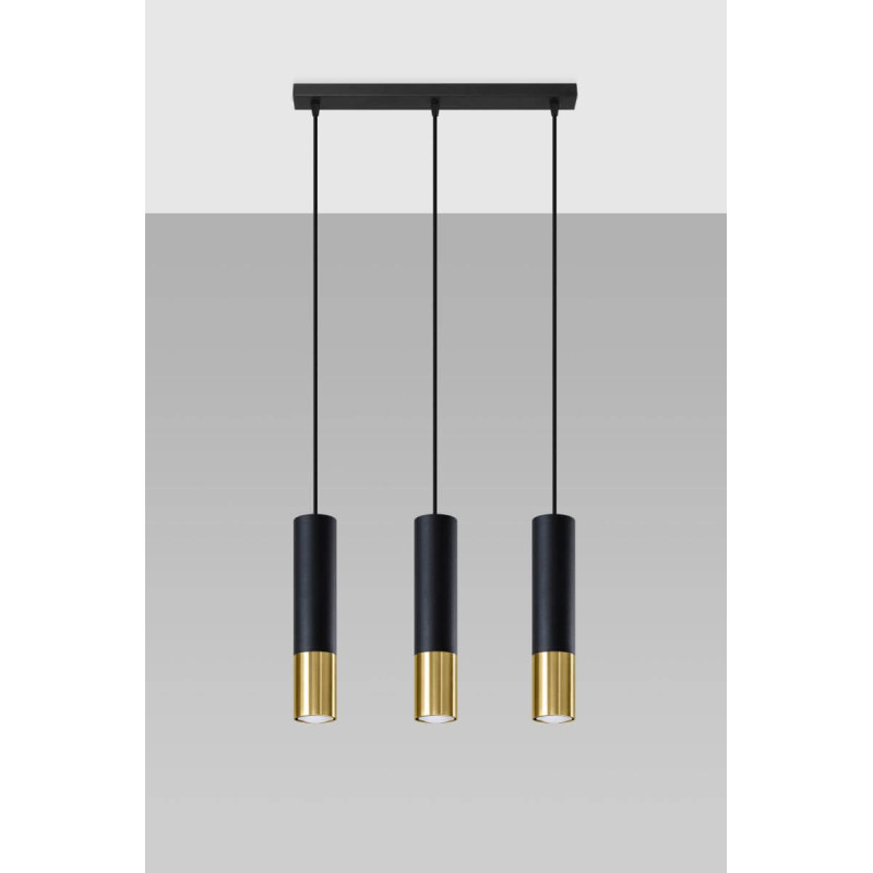Lampa Wisząca Loopez 3L Czarny/Złoty SL.0954 Sollux